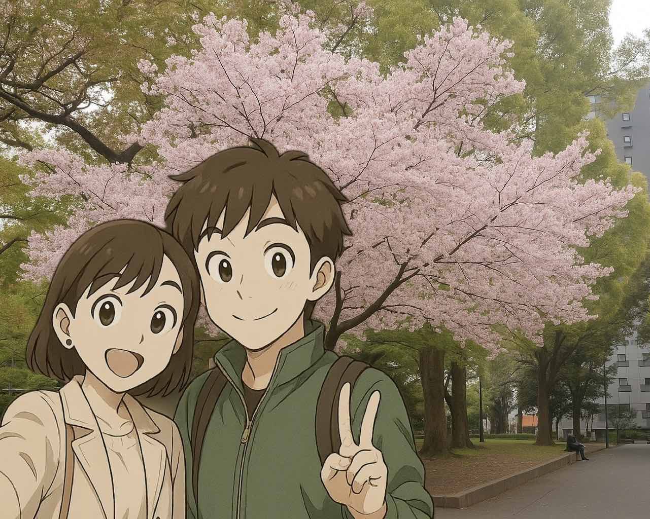 上野公園でのお花見デートを加工した写真イメージ